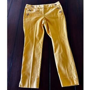 LOFT Outlet Petite 8 Yellow Skinny Ankle Pants Button Pocket Cotton Stretch